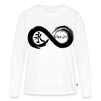 Symbole infini et éternité en japonais(noir) - T-shirt manches longues Premium bio Femme - blanc - Devant - Julia (174cm)