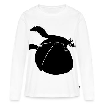 L'écureuil contre le gland (noir) - T-shirt manches longues Premium bio Femme - blanc - Devant - Julia (174cm)