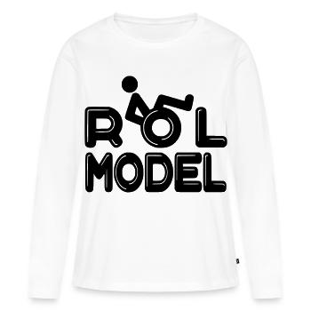 Jeder Rollstuhlfahrer ist ein Vorbild # - Frauen Premium Bio Langarmshirt - Weiß - Vorne - Julia (174cm)
