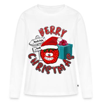 Baies sucrées Noël - T-shirt manches longues Premium bio Femme - blanc - Devant - Julia (174cm)