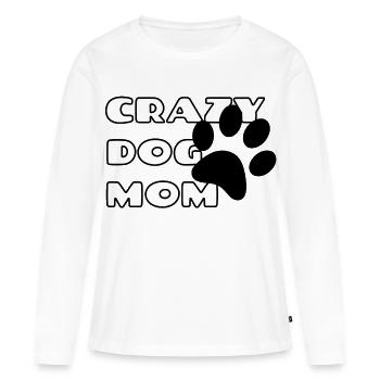 Maman folle de chien. Maman chien # - T-shirt manches longues Premium bio Femme - blanc - Devant - Julia (174cm)