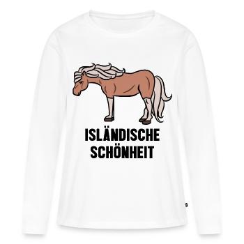 Pferde Islandpferde Statement Pferdenarr - Frauen Premium Bio Langarmshirt - Weiß - Vorne - Julia (174cm)