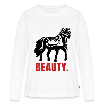 Pferde Pferdenarr Fohlen Islandpferde Spruch - Frauen Premium Bio Langarmshirt - Weiß - Vorne - Julia (174cm)