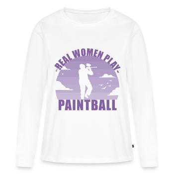 Paintball Paintballer Gotcha Girl Cadeau - T-shirt manches longues Premium bio Femme - blanc - Devant - Julia (174cm)