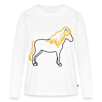 Isländer Islandpferde Pferde Pferdenarr Reiten - Frauen Premium Bio Langarmshirt - Weiß - Vorne - Julia (174cm)