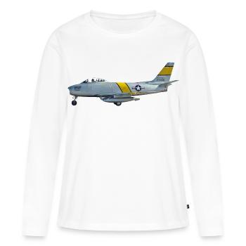 F-86 Sabre - T-shirt manches longues Premium bio Femme - blanc - Devant - Julia (174cm)
