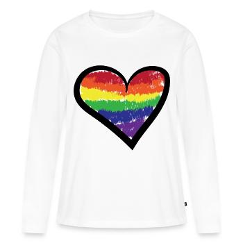Rainbow Heart Bisexuel Lgbt Sexualité Gay - T-shirt manches longues Premium bio Femme - blanc - Devant - Julia (174cm)