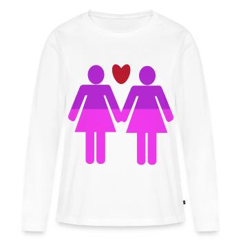 Cœur LGBT Partenariat homosexuel - T-shirt manches longues Premium bio Femme - blanc - Devant - Julia (174cm)