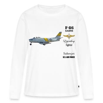 F-86 Sabre - T-shirt manches longues Premium bio Femme - blanc - Devant - Julia (174cm)