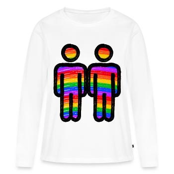 Partenariat LGBT de même sexe Bisexuel - T-shirt manches longues Premium bio Femme - blanc - Devant - Julia (174cm)