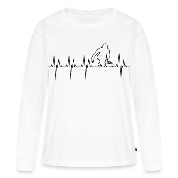 Curling électrocardiogramme ECG - T-shirt manches longues Premium bio Femme - blanc - Devant - Julia (174cm)