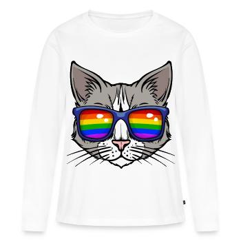 Cool Lgbt Cat Bisexuel Sexualité Arc-en-ciel - T-shirt manches longues Premium bio Femme - blanc - Devant - Julia (174cm)
