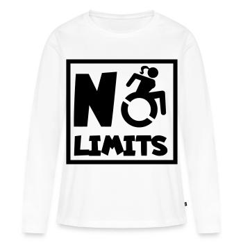 Aucune limite pour les femmes en fauteuil roulant* - T-shirt manches longues Premium bio Femme - blanc - Devant - Julia (174cm)