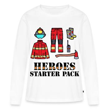 Feuerwehrhelm Lebensretter Statement Feuerwehr - Frauen Premium Bio Langarmshirt - Weiß - Vorne - Julia (174cm)
