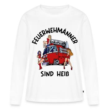 Feuerwehr Brandschutz Lebensretter Statement - Frauen Premium Bio Langarmshirt - Weiß - Vorne - Julia (174cm)