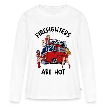 Déclaration sur les pompiers sauveteurs Brigade des pompiers - T-shirt manches longues Premium bio Femme - blanc - Devant - Julia (174cm)