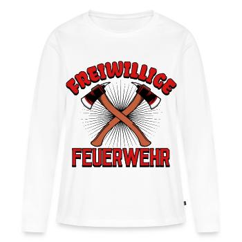 Feuerwehr Lebensretter Statement Löscharbeit - Frauen Premium Bio Langarmshirt - Weiß - Vorne - Julia (174cm)