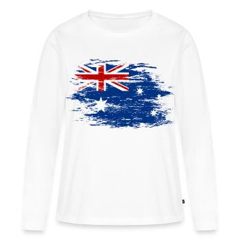 Drapeau de l’Australie utilisé - T-shirt manches longues Premium bio Femme - blanc - Devant - Julia (174cm)