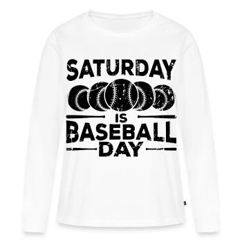 Baseballtag - Frauen Premium Bio Langarmshirt - Weiß - Vorne - Julia (174cm)