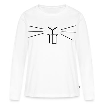 Moustaches de visage de lapin mignonnes – Dents de lapin minimalistes - T-shirt manches longues Premium bio Femme - blanc - Devant - Julia (174cm)