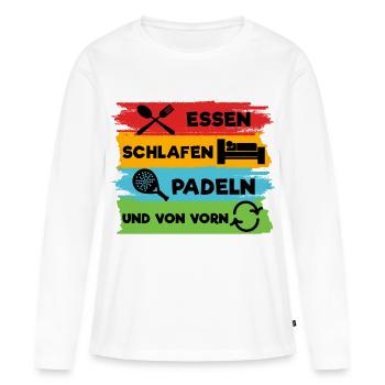 Sport Spieler Racket Padelspiel Padel Statement - Frauen Premium Bio Langarmshirt - Weiß - Vorne - Julia (174cm)