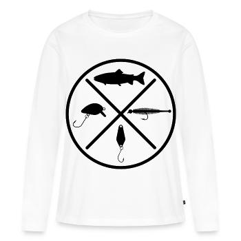 Leurres de truite - T-shirt manches longues Premium bio Femme - blanc - Devant - Julia (174cm)