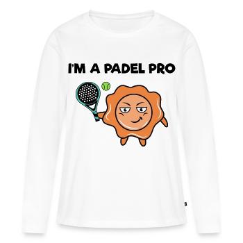 Schmetterball Spieler Statement Padel Ball Racket - Frauen Premium Bio Langarmshirt - Weiß - Vorne - Julia (174cm)