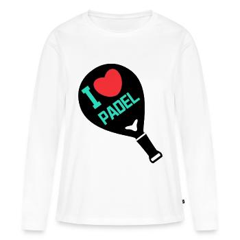 Herz Spieler Racket Ich Liebe Padel Statement - Frauen Premium Bio Langarmshirt - Weiß - Vorne - Julia (174cm)