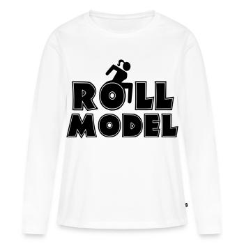 Jeder Rollstuhlfahrer ist ein Vorbild * - Frauen Premium Bio Langarmshirt - Weiß - Vorne - Julia (174cm)