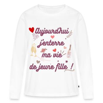 EVJF future mariée. Enterrement vie célibataire - T-shirt manches longues Premium bio Femme - blanc - Devant - Julia (174cm)