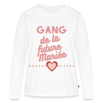 Gang future mariée. EVJF enterrement célibataire - T-shirt manches longues Premium bio Femme - blanc - Devant - Julia (174cm)