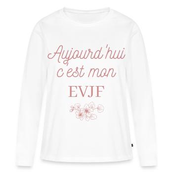 EVJF future mariée. Enterrement vie célibataire - T-shirt manches longues Premium bio Femme - blanc - Devant - Julia (174cm)