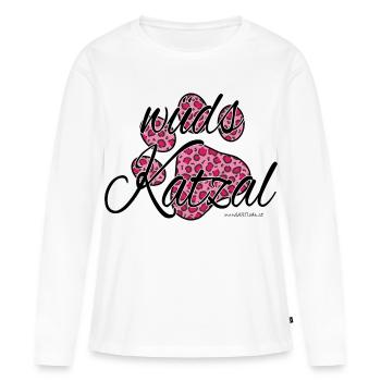 wüds Katzal-wilde Katze, Österreichischer Dialekt - Frauen Premium Bio Langarmshirt - Weiß - Vorne - Julia (174cm)