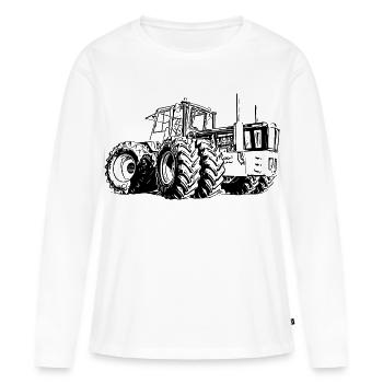 Tracteur Géant - T-shirt manches longues Premium bio Femme - blanc - Devant - Julia (174cm)