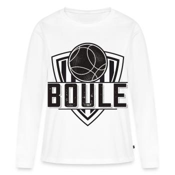 Boule boule boules pour bouler pétanque - T-shirt manches longues Premium bio Femme - blanc - Devant - Julia (174cm)