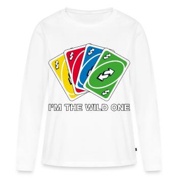 UNO™ I'm The Wild One Meme Richtungswechsel-Karten - Frauen Premium Bio Langarmshirt - Weiß - Vorne - Julia (174cm)