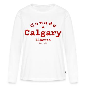 Vintage Calgary, Canada - T-shirt manches longues Premium bio Femme - blanc - Devant - Julia (174cm)