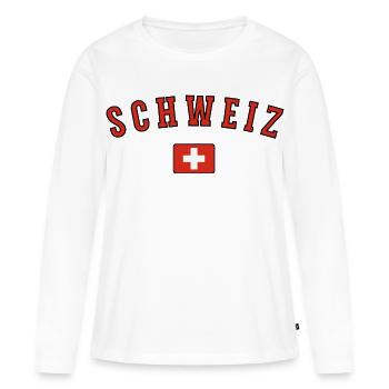 Flagge der Schweiz, Schweizer Stolz - Frauen Premium Bio Langarmshirt - Weiß - Vorne - Julia (174cm)