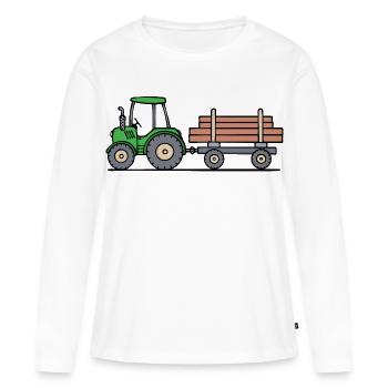 Tracteur Machinerie agricole Véhicule à moteur - T-shirt manches longues Premium bio Femme - blanc - Devant - Julia (174cm)