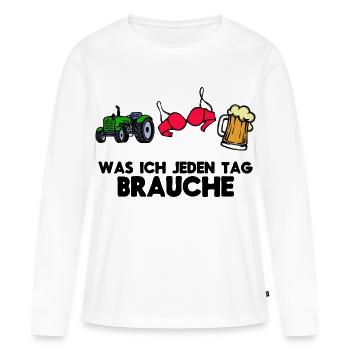 Traktor Landleben Kraftfahrzeug Statement Fahrzeug - Frauen Premium Bio Langarmshirt - Weiß - Vorne - Julia (174cm)