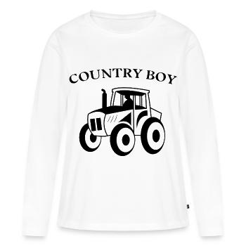Landleben Traktor Landluft Kraftfahrzeug Spruch - Frauen Premium Bio Langarmshirt - Weiß - Vorne - Julia (174cm)