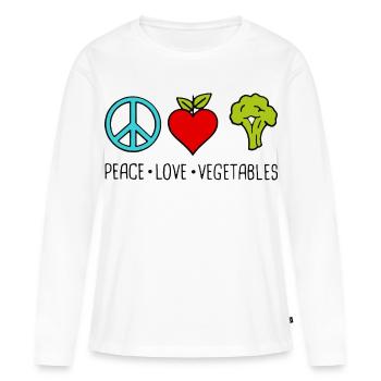 Paix Amour Légumes  - T-shirt manches longues Premium bio Femme - blanc - Devant - Julia (174cm)