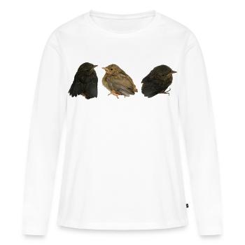 Robin Branches - T-shirt manches longues Premium bio Femme - blanc - Devant - Julia (174cm)