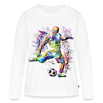 Joueurs de soccer - J’aime le soccer - Joueurs de soccer - T-shirt manches longues Premium bio Femme - blanc - Devant - Julia (174cm)