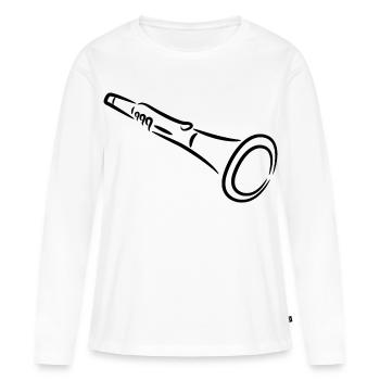Clarinette - T-shirt manches longues Premium bio Femme - blanc - Devant - Julia (174cm)