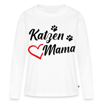 Katzenmama - Frauen Premium Bio Langarmshirt - Weiß - Vorne - Julia (174cm)