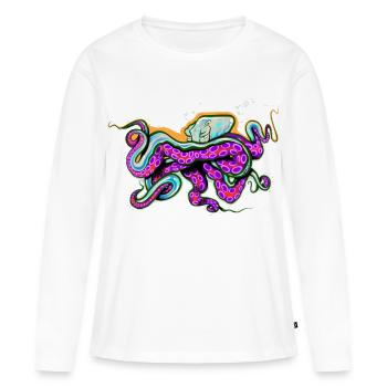 Pieuvre - T-shirt manches longues Premium bio Femme - blanc - Devant - Julia (174cm)
