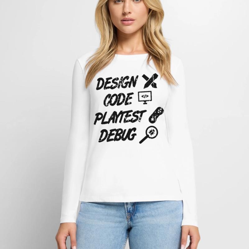 Débogage Playtest de code de conception T-shirt manches longues Premium bio Femme