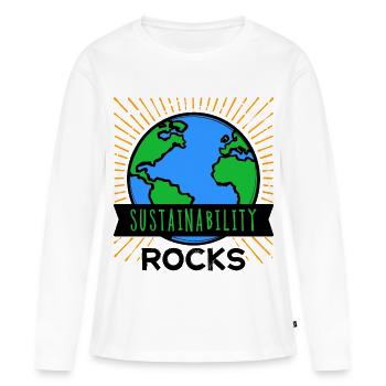 Terre Mère Nature Déclaration de durabilité Environnement - T-shirt manches longues Premium bio Femme - blanc - Devant - Julia (174cm)