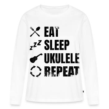 Ukulélé Amour - T-shirt manches longues Premium bio Femme - blanc - Devant - Julia (174cm)